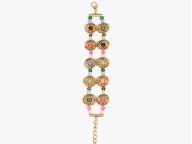 Pulsera dorado flores 