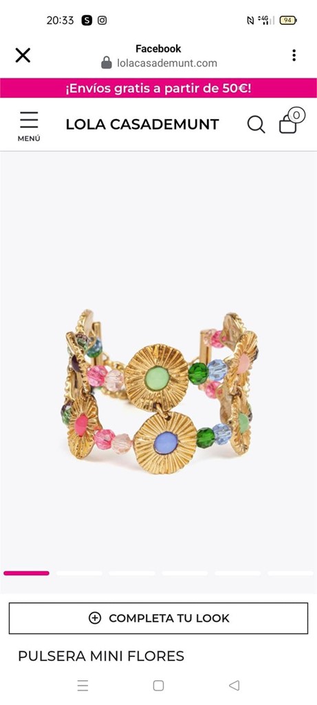 Foto 3 Pulsera dorado flores 