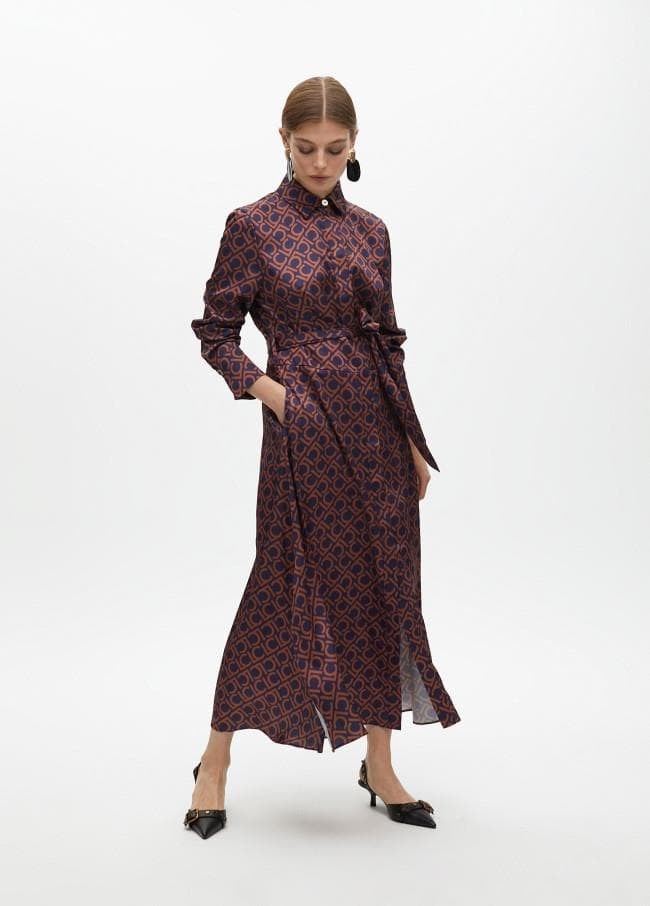 Foto 1 Vestido largo estampado logotipado 