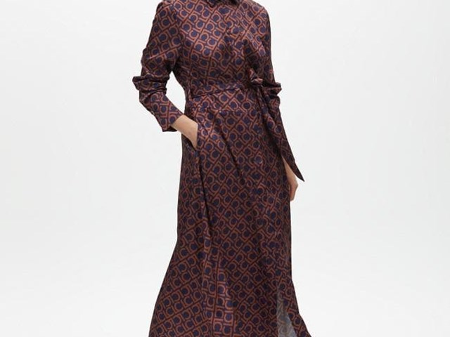 Vestido largo estampado logotipado 